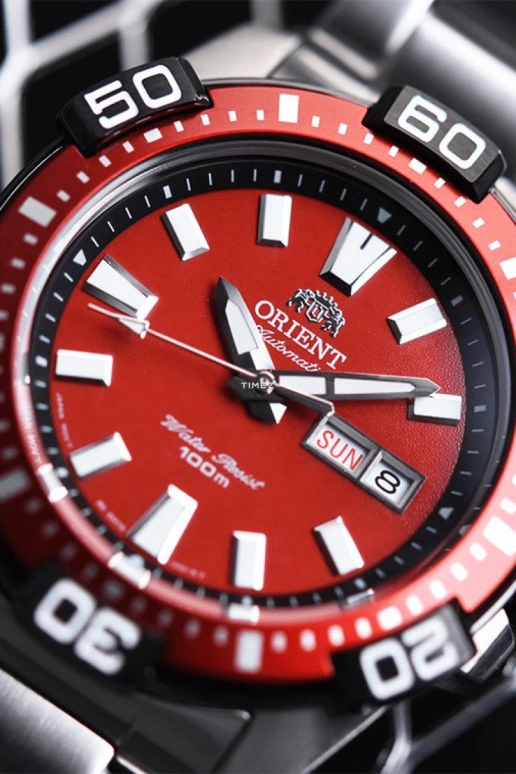 Orient,Other 45.50mm,45.50mm,Stainless Steel,Red,Automatic,Date,Day,FEM7R002H