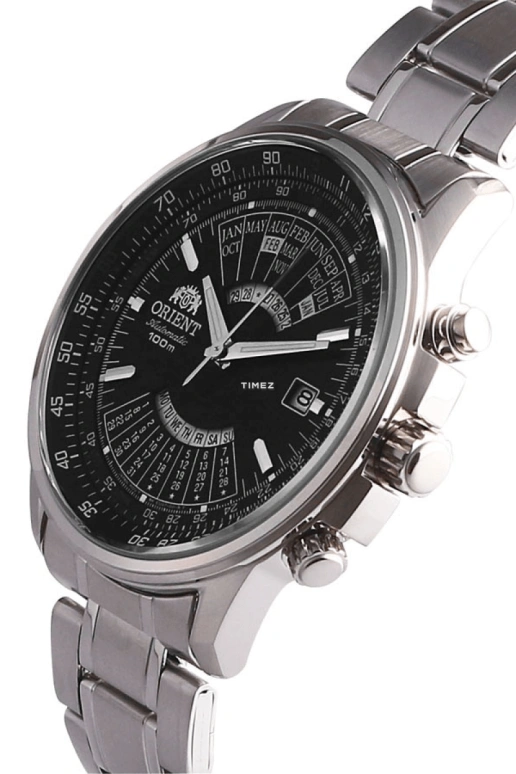 Orient,Sports 44mm,44mm,Stainless Steel,Black,Automatic,Perpetual Calendar,Date,Day,FEU07005BX