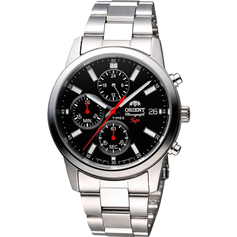 Orient,Sports 42mm,42mm,Stainless Steel,Black,Quartz,Chronograph,Day,FKU00002B