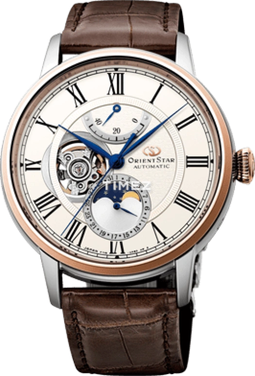 Orient,STAR 41mm,41mm,Stainless Steel,White,Handwound,Moonphase,Day,Power Reserve Indicator,RE,RE-AM0003S00D