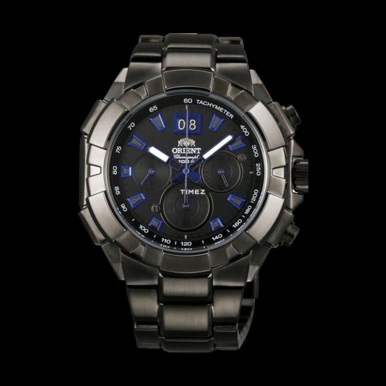 Orient,Sports 45.20mm,45.20mm,Stainless Steel,Black,Quartz,Chronograph,Day,Big Date,STV00001B0
