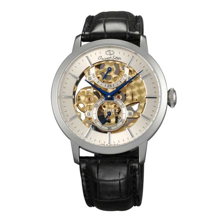 Orient,Other 39mm,39mm,Stainless Steel,Silver White,Skeleton,Handwound,Power Reserve Indicator,Sapphire,WZ0021DX