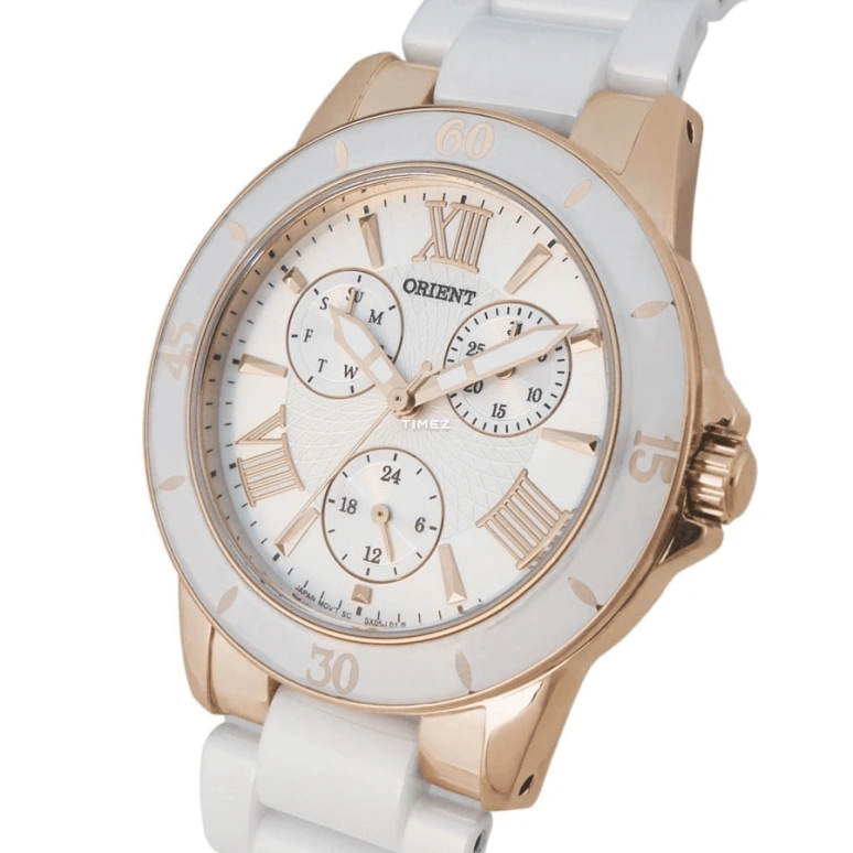 Orient,Other 38mm,38mm,Stainless Steel,White,Quartz,Date,Day,Dule Time,FSX05001W