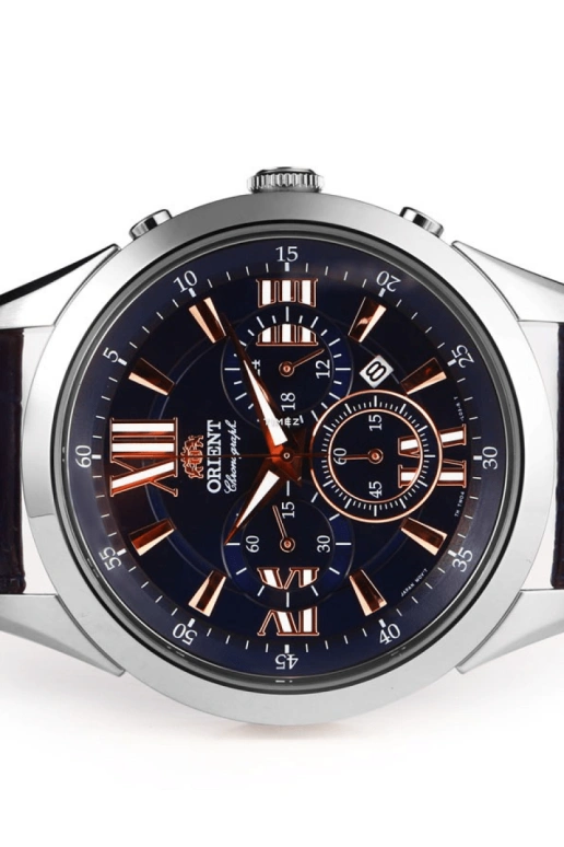 Orient,Classic 44mm,44mm,Stainless Steel,Blue,Quartz,Chronograph,Day,FTW04007D