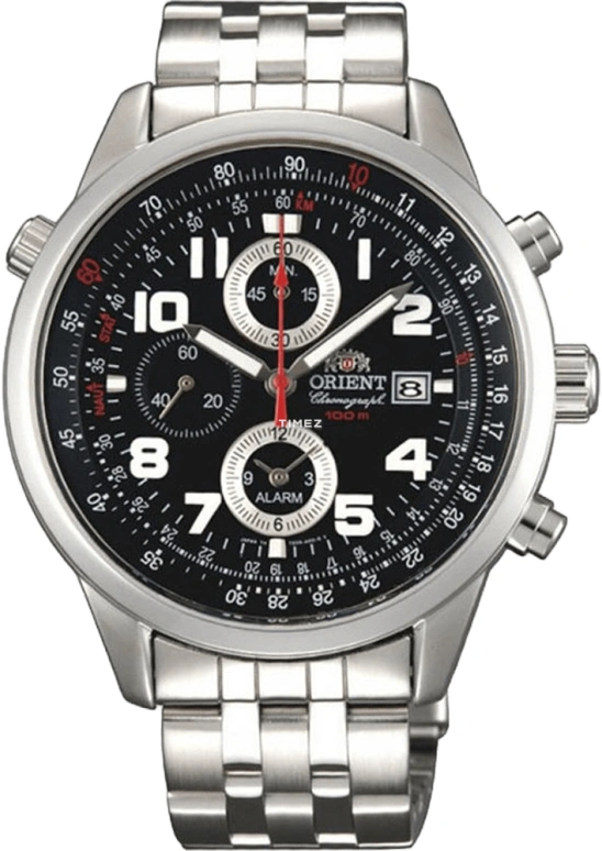 Orient,Sports 43mm,43mm,Stainless Steel,Black,Quartz,Chronograph,Day,Alarm,TD09006B
