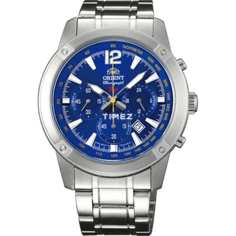Orient,Sports 43mm,43mm,Stainless Steel,Blue,Quartz,Chronograph,Day,STW01004D0
