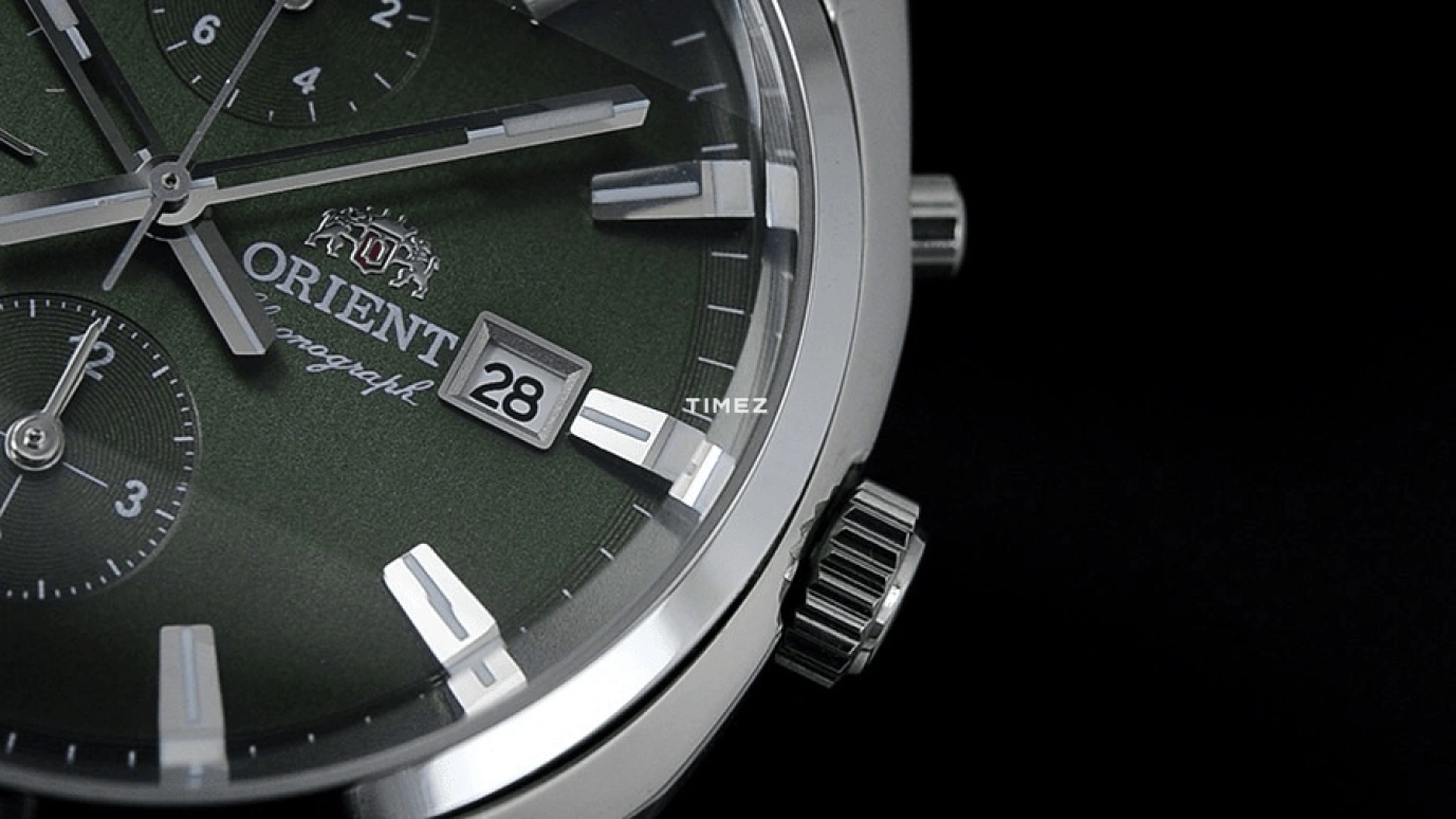 Orient,Other 39mm,39mm,Stainless Steel,Green,Quartz,Chronograph,Day,TT10002F