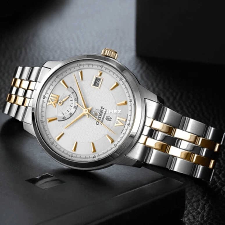 Orient,Other 39mm,39mm,Stainless Steel,Stainless Steel,Silver White,Automatic,Day,Power Reserve Indicator,SEJ02001W0