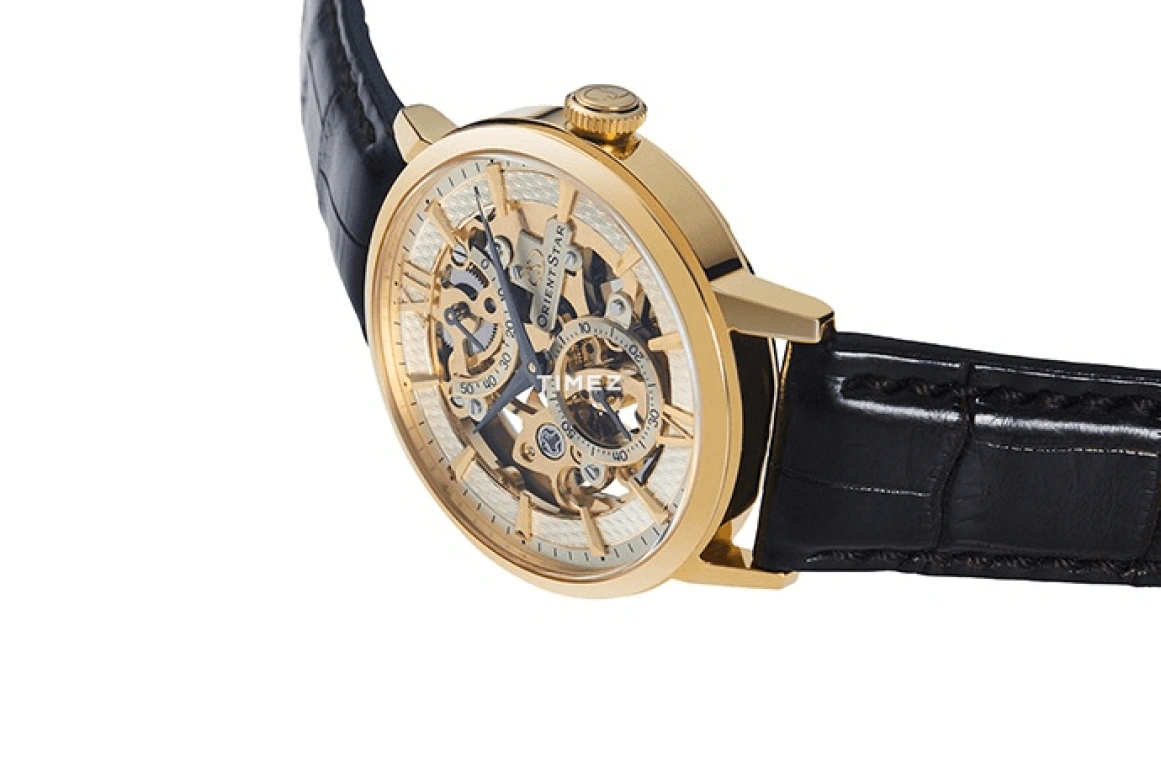 Orient,STAR 39mm,39mm,Stainless Steel,Skeleton,Cream,Handwound,Power Reserve Indicator,Sapphire,DX02001C