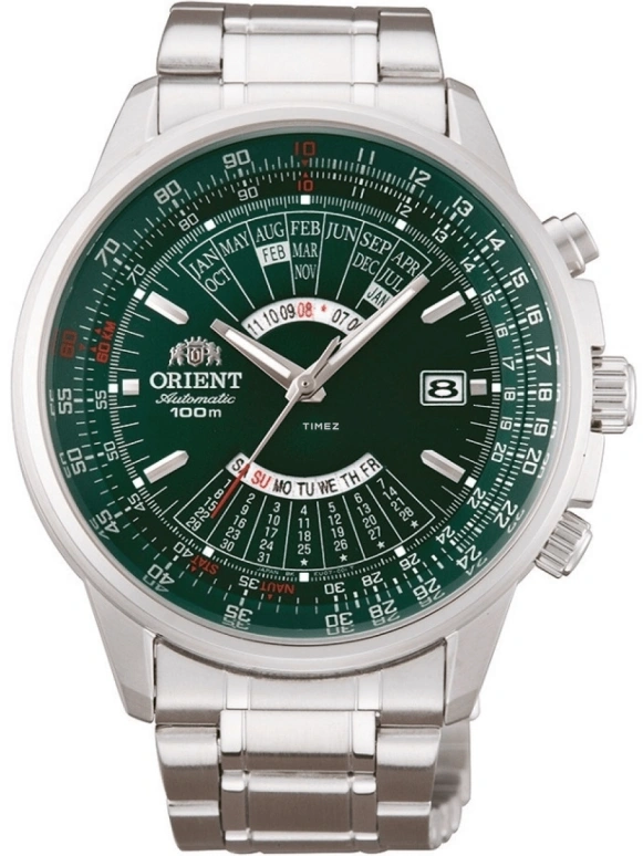 Orient,Sports 44mm,44mm,Stainless Steel,Green,Handwound,Automatic,Month,Date,Day,FEU07007FX