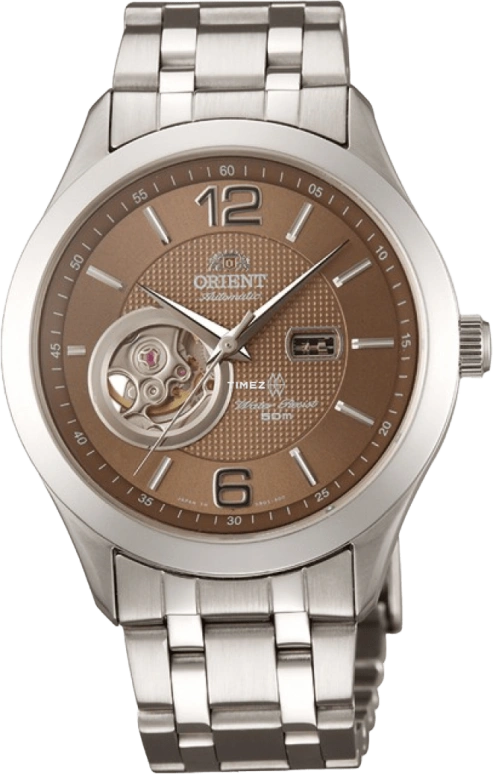 Orient,Classic 38.50mm,38.50mm,Stainless Steel,Coffee,Automatic,Day,Sapphire,Crystal Glass,FDB05001T