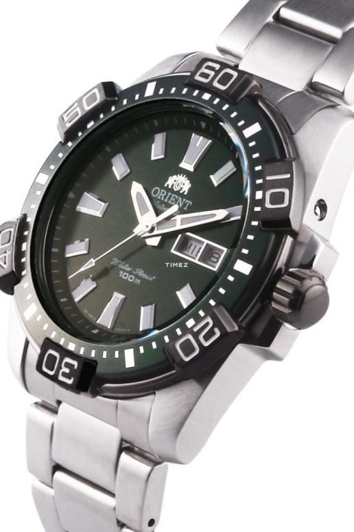 Orient,Other 45.50mm,45.50mm,Stainless Steel,Green,Automatic,Date,Day,FEM7R001F