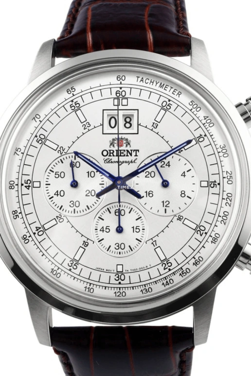 Orient,Classic 45mm,45mm,Stainless Steel,White,Quartz,Chronograph,Day,FTV02004W