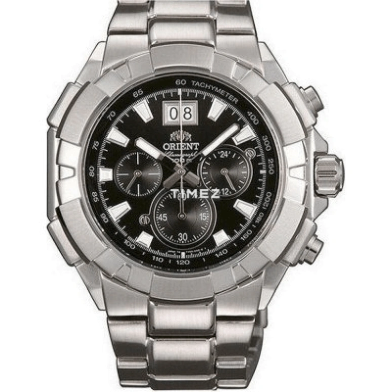Orient,Sports 45.20mm,45.20mm,Stainless Steel,Black,Quartz,Chronograph,Day,Big Date,STV00003B0