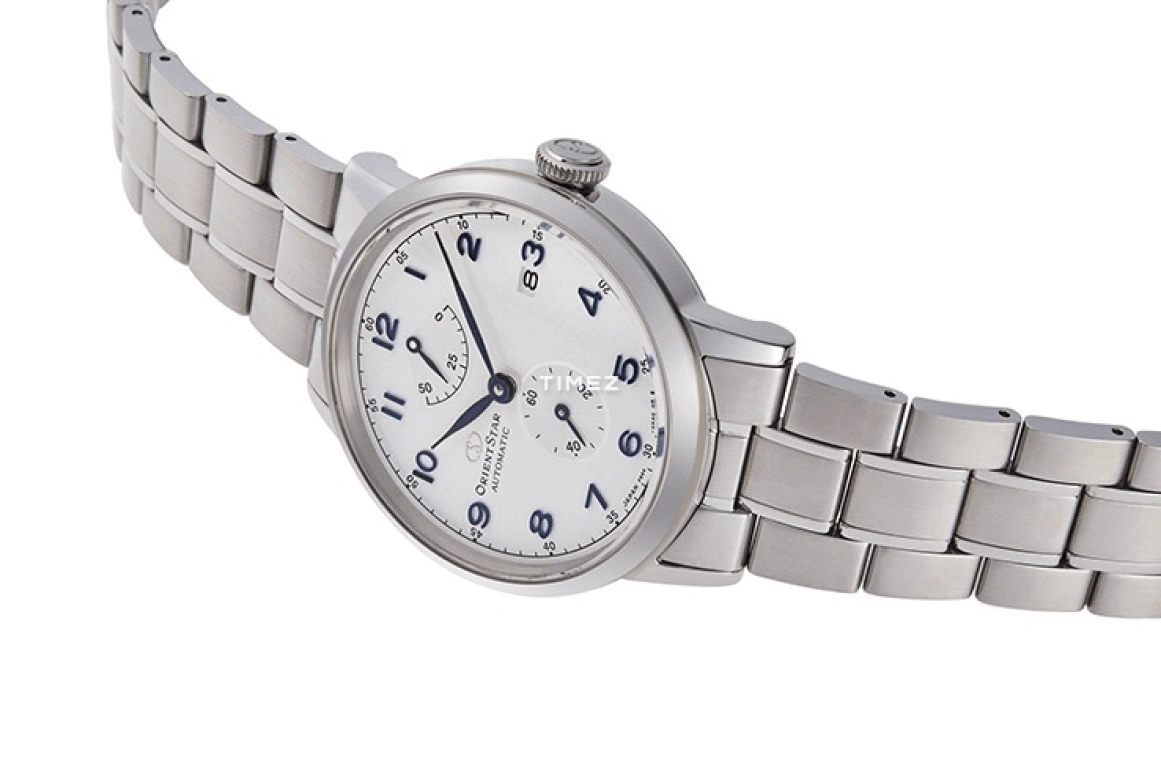 Orient,STAR 38.70mm,38.70mm,Stainless Steel,White,Handwound,Day,Power Reserve Indicator,RE,RE-AW0006S