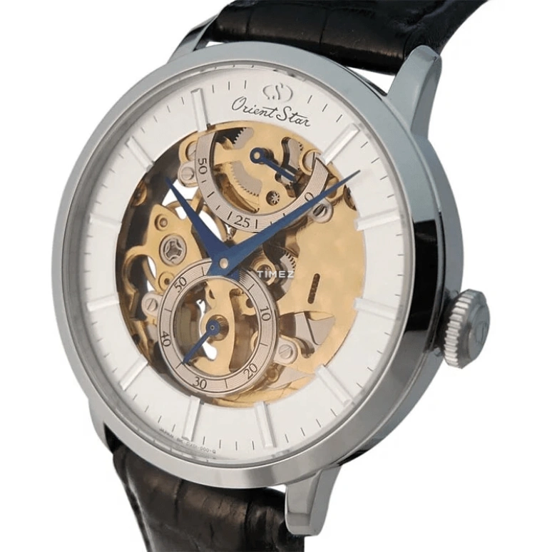 Orient,Other 39mm,39mm,Stainless Steel,Silver White,Skeleton,Handwound,Power Reserve Indicator,Sapphire,WZ0021DX