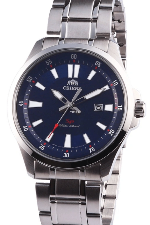 Orient,Sports 42mm,42mm,Stainless Steel,Blue,Quartz,Day,Sapphire,Crystal Glass,FUNE1003D