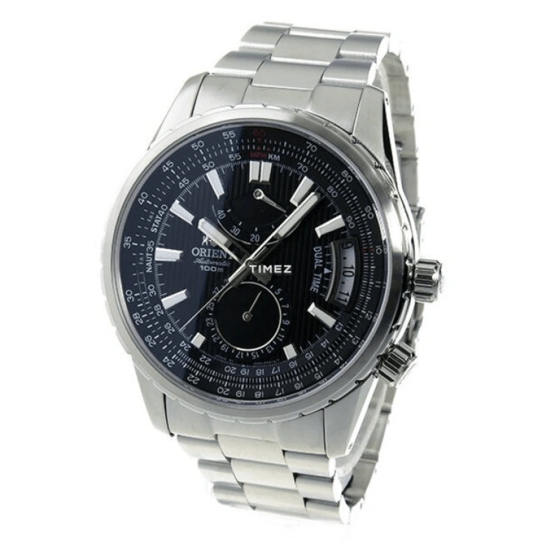 Orient,Other 43.70mm,43.70mm,Stainless Steel,Black,Automatic,Chronograph,Day,Power Reserve Indicator,Dule Time,Sapphire,Crystal Glass,Round,SDH01002B0