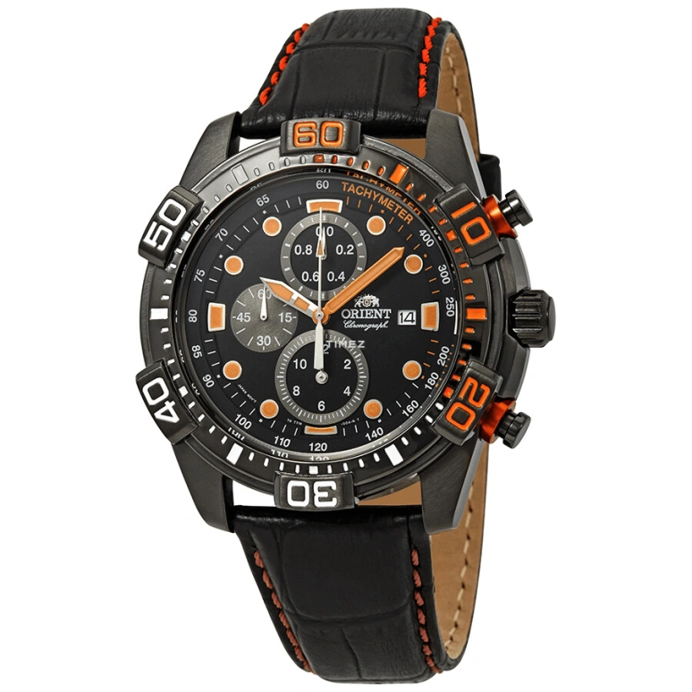 Orient,Sports 44.50mm,44.50mm,Stainless Steel,Black,Quartz,Chronograph,Day,Dule Time,SFM00005D0