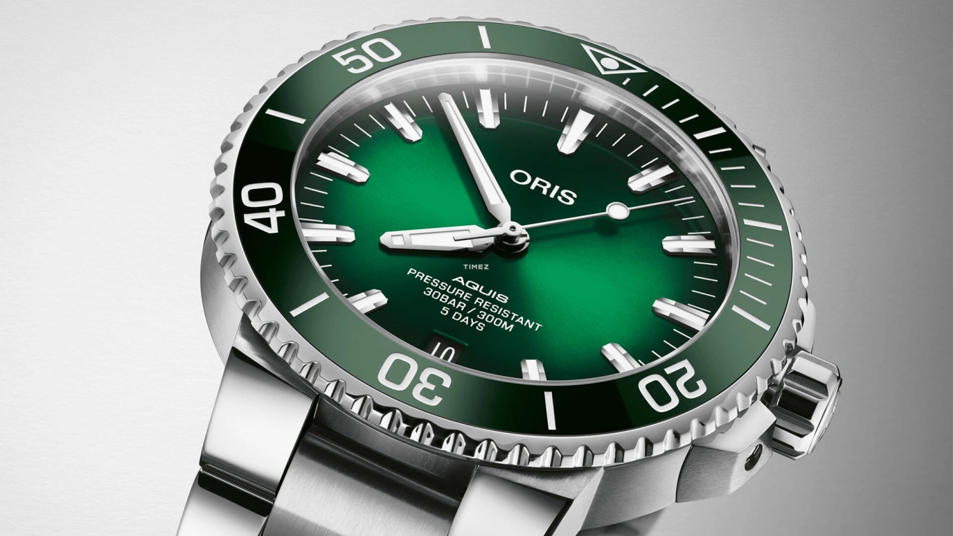 Oris,Aquis 43.50mm,43.50mm,Stainless Steel,Green,Automatic,Day,Sapphire,Crystal Glass,01 400 7763 4157,01 400 7763 4157-07 8 24 09PEB
