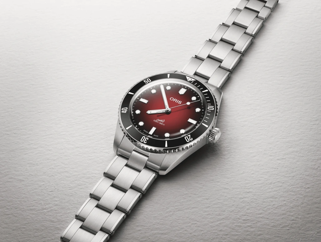 Oris,Divers 39mm,39mm,Stainless Steel,Ceramic,Red,Gradient,Automatic,41hours,In-house Caliber,01,01-733-7795-4018-Set