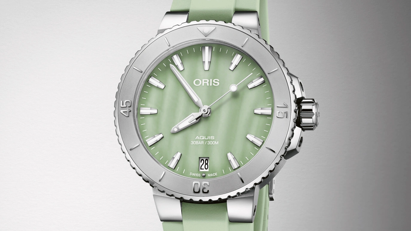 Oris,Aquis 36.50mm,36.50mm,Stainless Steel,Green,Automatic,Day,Sapphire,Crystal Glass,01 733 7770 4157,01 733 7770 4157-07 4 18 67FC