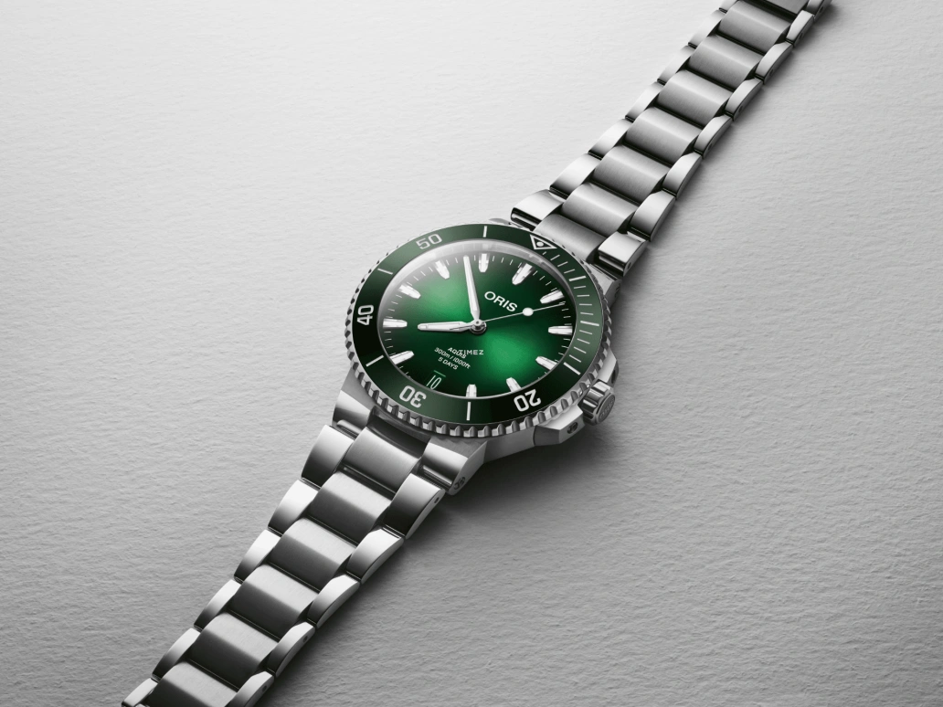 Oris,Aquis 43.50mm,43.50mm,Stainless Steel,Green,Automatic,Day,120hours,01 400 7790 4157,01 400 7790 4157-07 8 23 02PEB