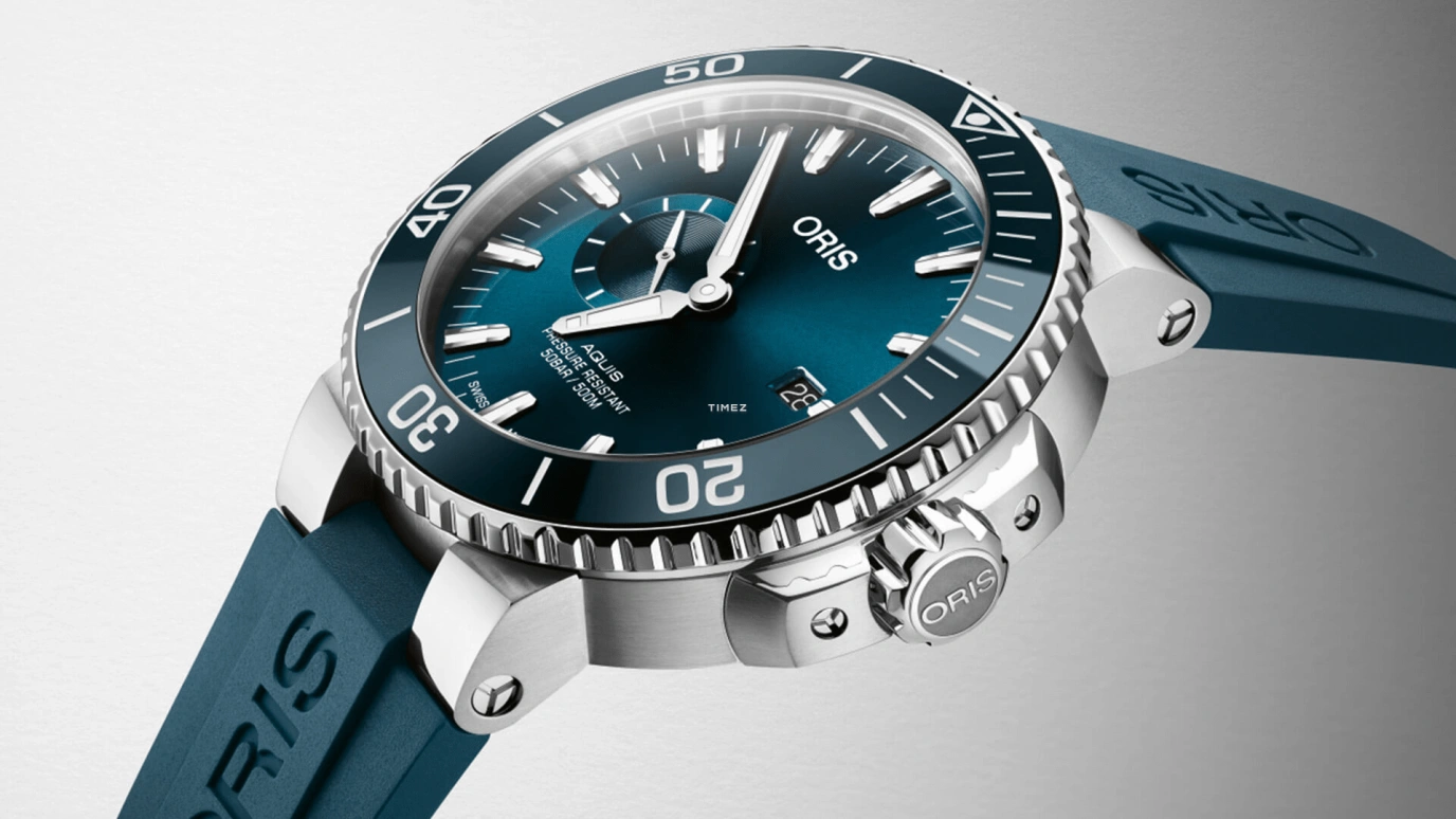 Oris,Aquis 45mm,45mm,Stainless Steel,Blue,Automatic,Day,In-house Caliber,01 743 7733 4155,01 743 7733 4155-07 4 24 69EB