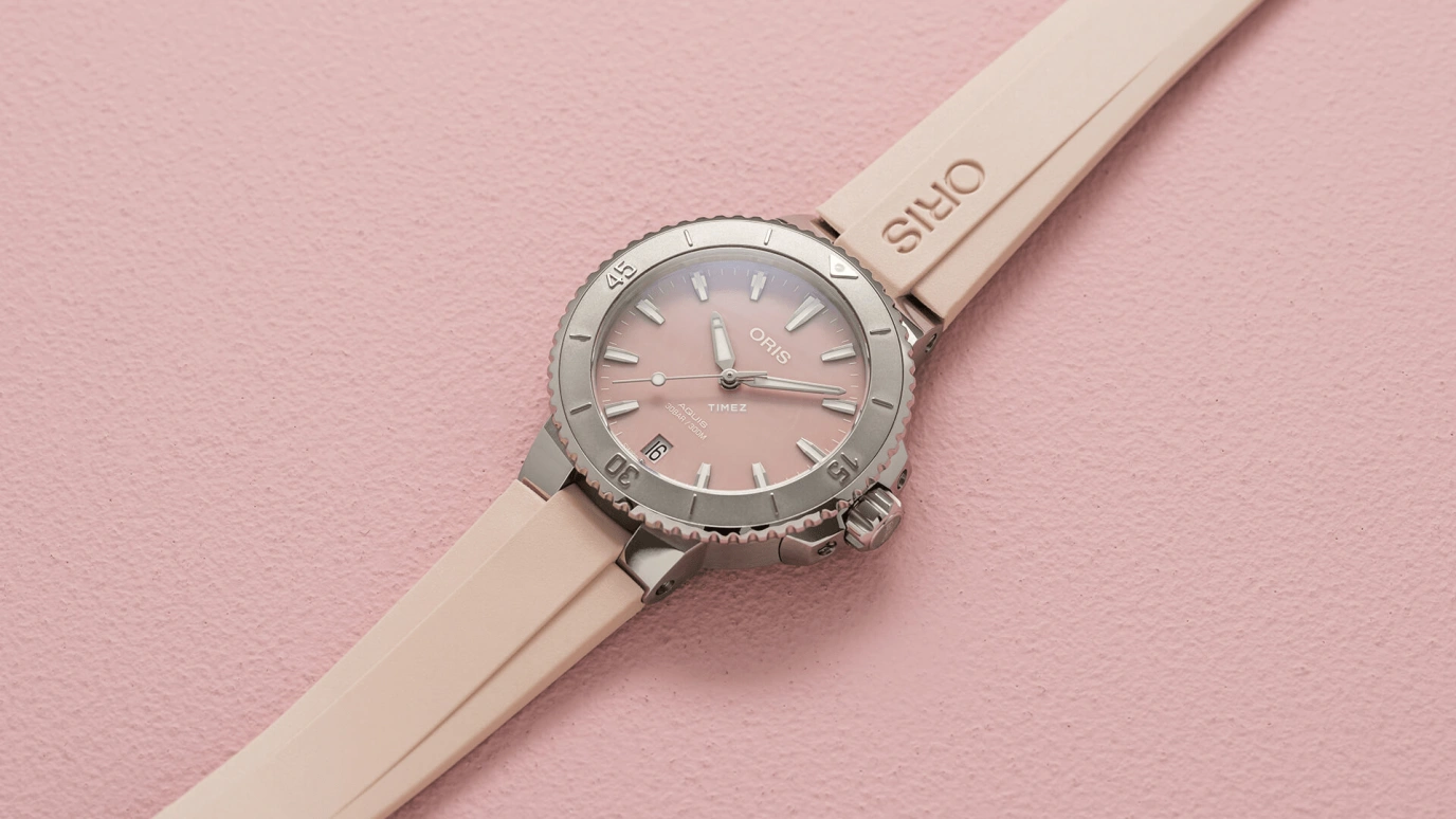 Oris,Aquis 36.50mm,36.50mm,Stainless Steel,Pink,Automatic,Day,Sapphire,Crystal Glass,01 733 7770 4158,01 733 7770 4158-07 4 18 66FC
