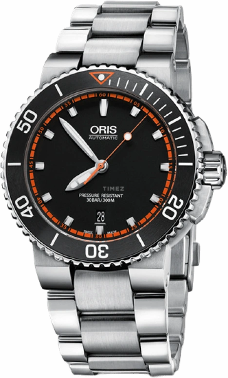 Oris,Aquis 43mm,43mm,Ceramic,Stainless Steel,Black,Automatic,Date,38hours,01 733 7653 4128,01 733 7653 4128-07 8 26 01PEB