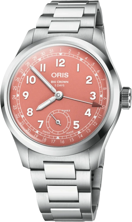 Oris,Big Crown 40mm,40mm,Stainless Steel,Pink Red,Automatic,Day,120hours,01 403 7799 4068,01 403 7799 4068-07 8 20 06
