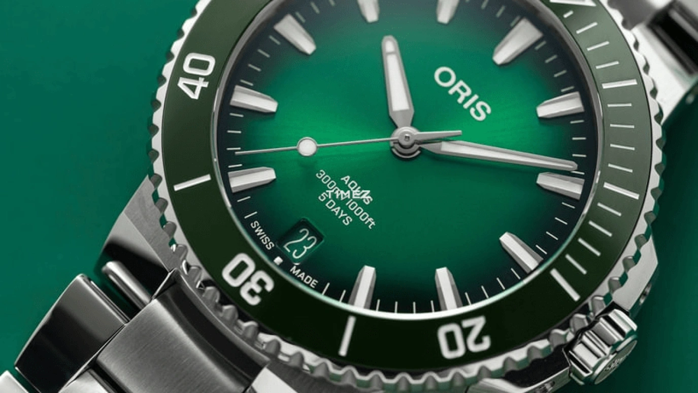 Oris,Aquis 43.50mm,43.50mm,Stainless Steel,Green,Automatic,Day,120hours,01 400 7790 4157,01 400 7790 4157-07 8 23 02PEB