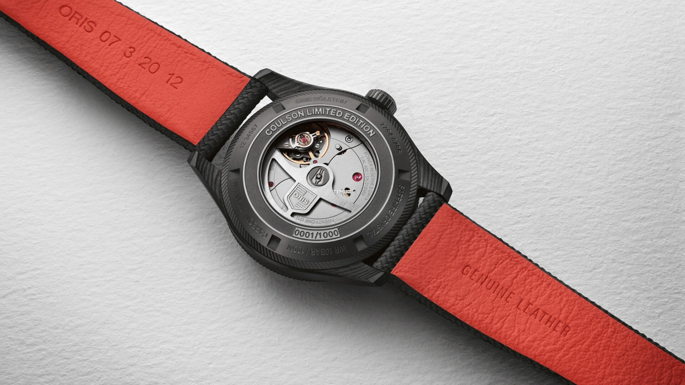 Oris,Other 41mm,41mm,Carbon,Red,Automatic,Day,Sapphire,Crystal Glass,01 400 7784 8786,01 400 7784 8786-Set