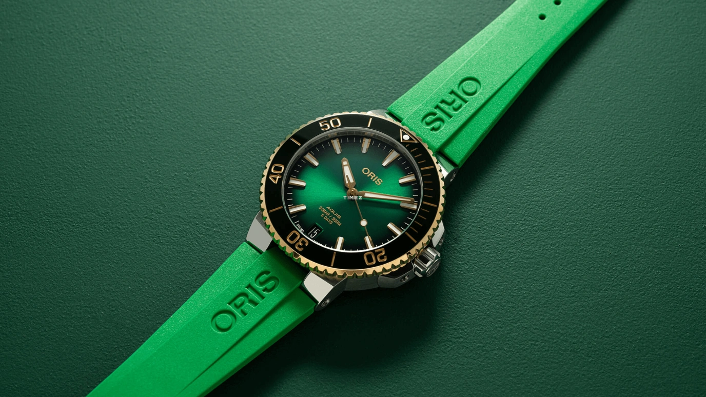 Oris,Aquis 41.50mm,41.50mm,Stainless Steel,Green,Automatic,Day,Sapphire,Crystal Glass,01 400 7769 6357,01 400 7769 6357-07 4 22 77FC