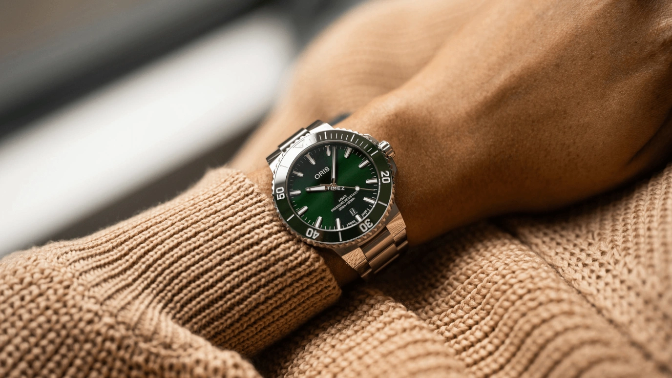 Oris,Aquis 41.50mm,41.50mm,Stainless Steel,Green,Automatic,Day,41hours,01 733 7787 4157,01 733 7787 4157-07 8 22 04PEB