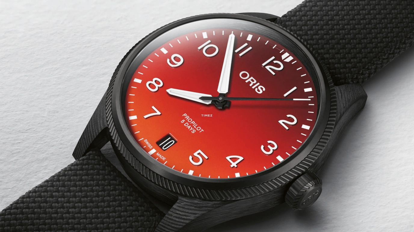 Oris,Other 41mm,41mm,Carbon,Red,Automatic,Day,Sapphire,Crystal Glass,01 400 7784 8786,01 400 7784 8786-Set