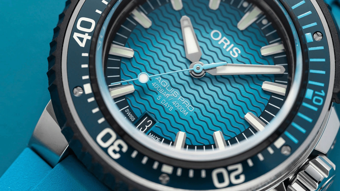 Oris,Aquis 49.50mm,49.50mm,Titanium,Blue,Automatic,Chronograph,Day,01 400 7777 7155,01 400 7777 7155-Set