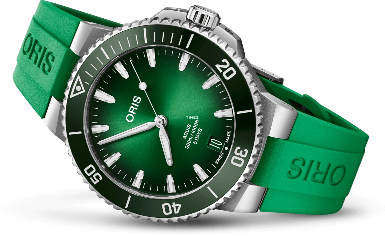 Oris,Aquis 43.50mm,43.50mm,Stainless Steel,Green,Automatic,Day,120hours,01 400 7790 4157,01 400 7790 4157-07 4 23 47EB