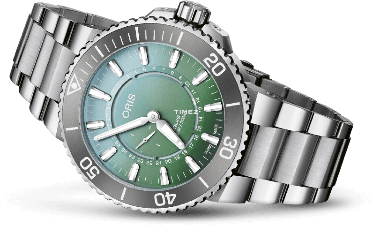 Oris,Aquis 43.50mm,43.50mm,Stainless Steel,Green,Automatic,Day,38hours,01 743 7734 4197,01 743 7734 4197-Set