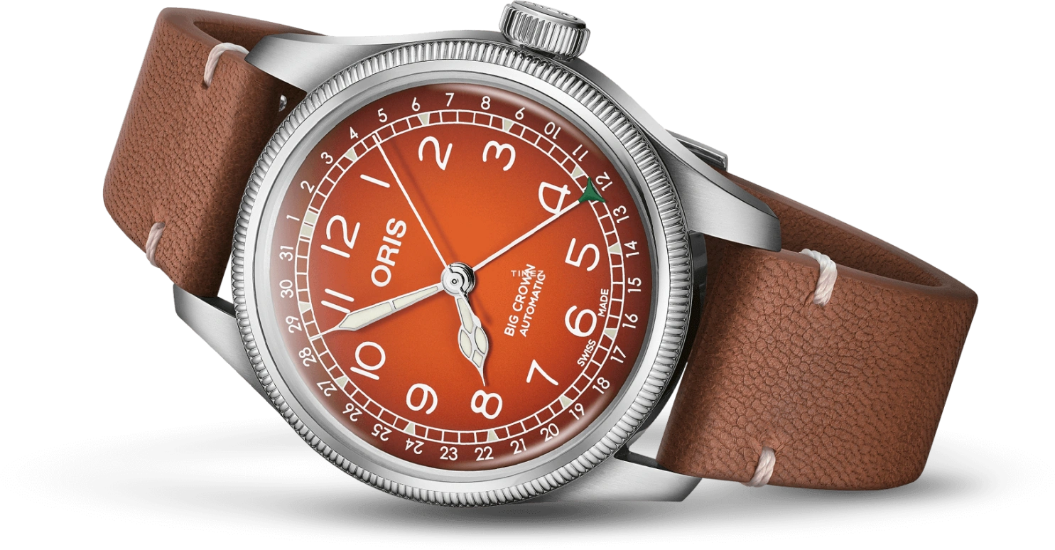 Oris,Big Crown 40mm,40mm,Stainless Steel,Orange,Automatic,Day,41hours,01 754 7785 4068,01 754 7785 4068-Set