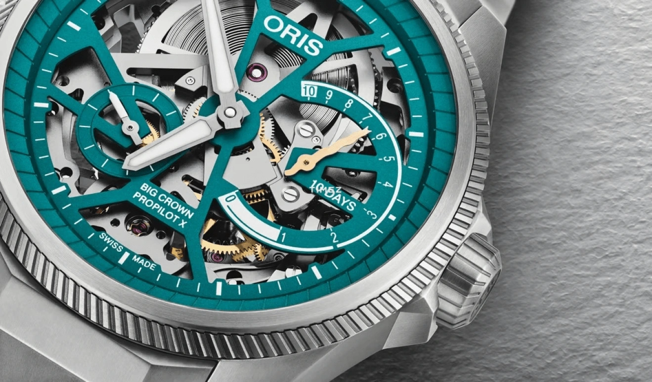 Oris,ProPilot X 44mm,44mm,Titanium,Cyan,Handwound,Power Reserve Indicator,240hours,01 115 7759 7117,01 115 7759 7117-Set