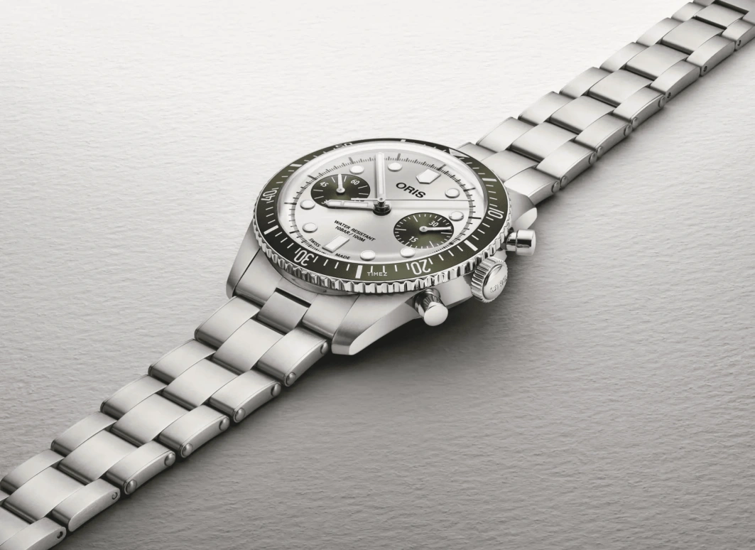 Oris,Divers 40mm,40mm,Stainless Steel,Dual,Grey,Dark Green,Automatic,Chronograph,62hours,01 771 7791 4051,01 771 7791 4051-07 8 20 18