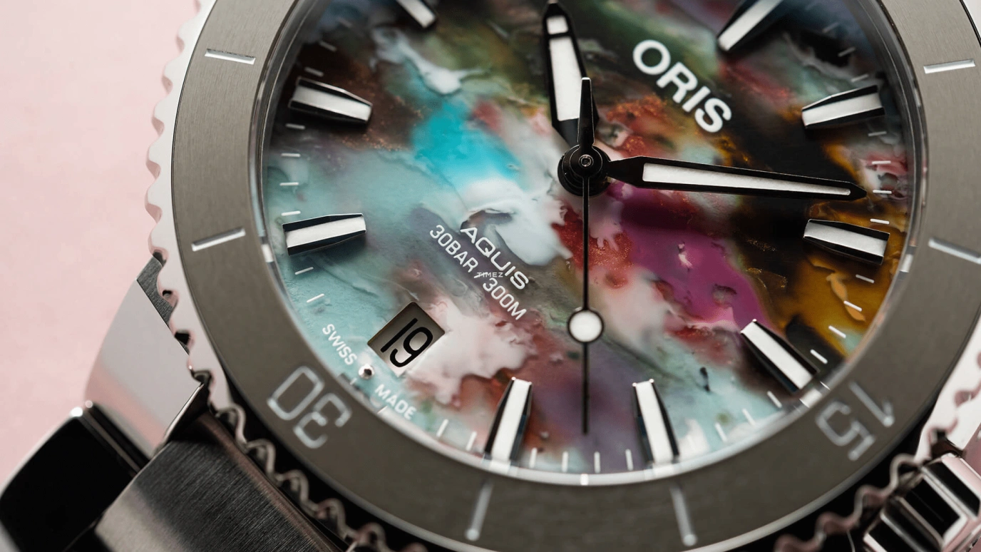 Oris,Aquis 36.50mm,36.50mm,Stainless Steel,Multi-Color,Automatic,Day,Sapphire,Crystal Glass,01 733 7770 4150,01 733 7770 4150-Set