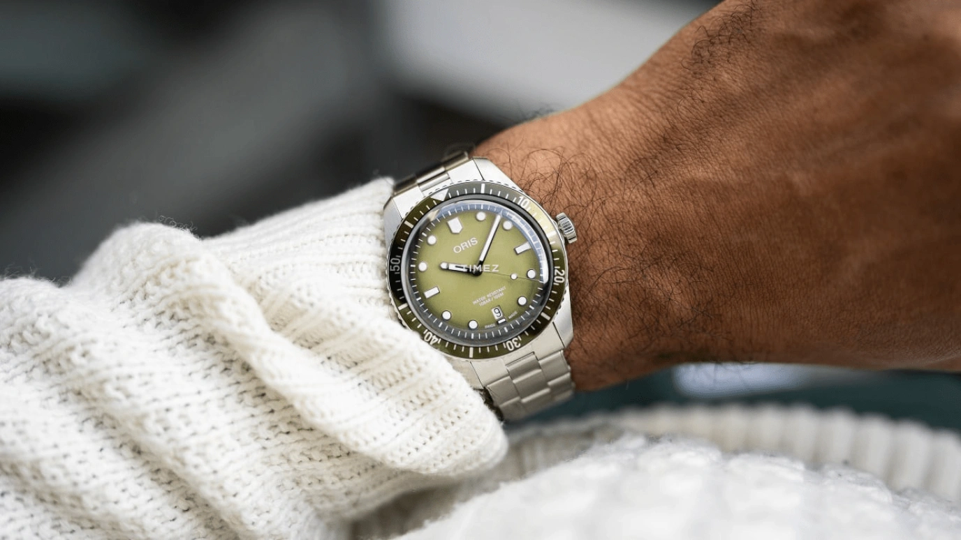 Oris,Divers 40mm,40mm,Stainless Steel,Green,Automatic,Day,41hours,01 733 7707 4057,01 733 7707 4057-07 8 20 18