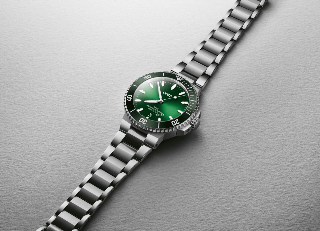 Oris,Aquis 41.50mm,41.50mm,Stainless Steel,Green,Automatic,Day,41hours,01 733 7787 4157,01 733 7787 4157-07 8 22 04PEB
