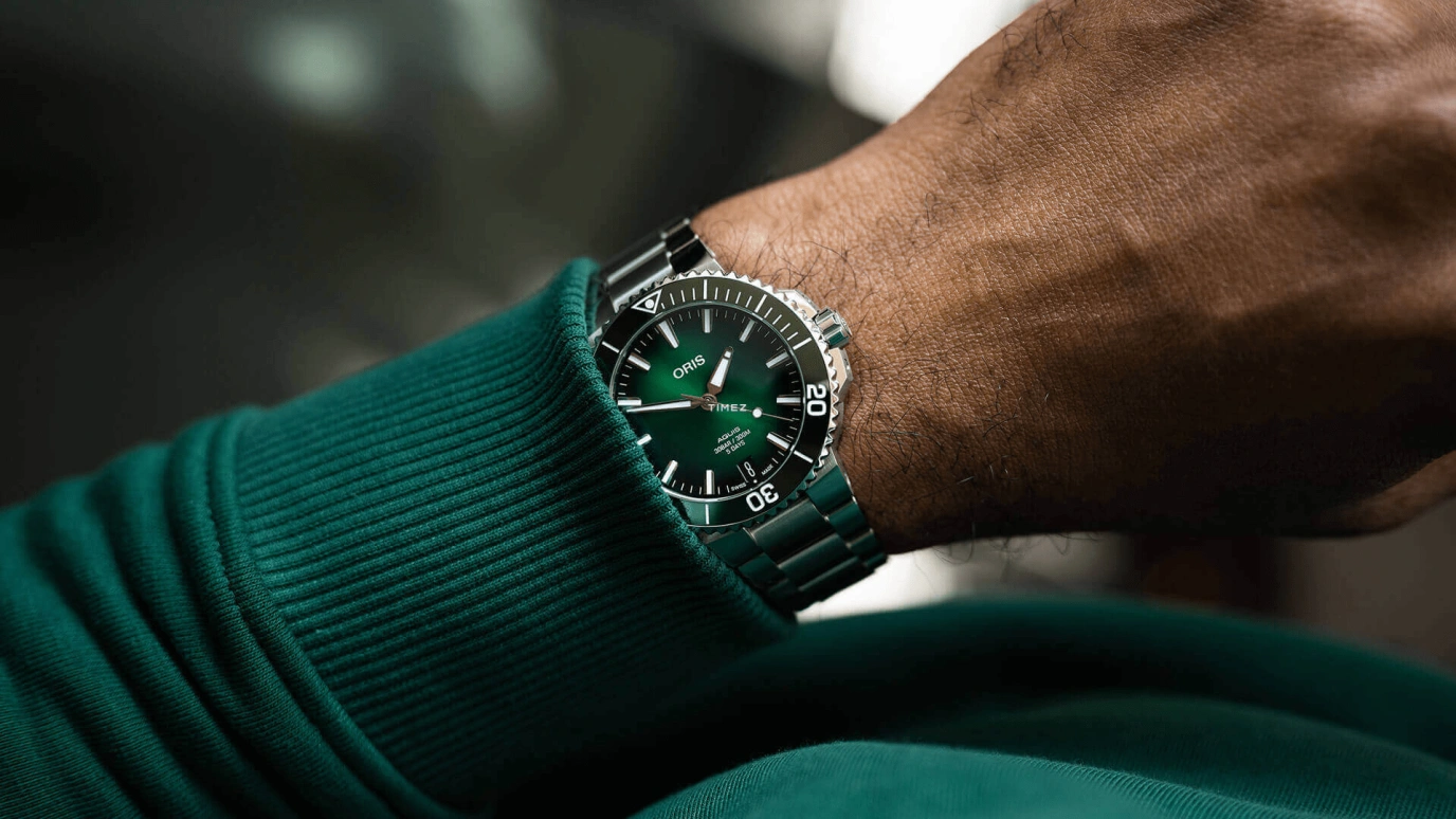 Oris,Aquis 41.50mm,41.50mm,Stainless Steel,Green,Automatic,Day,Sapphire,Crystal Glass,01 400 7769 4157,01 400 7769 4157-07 4 22 74FC