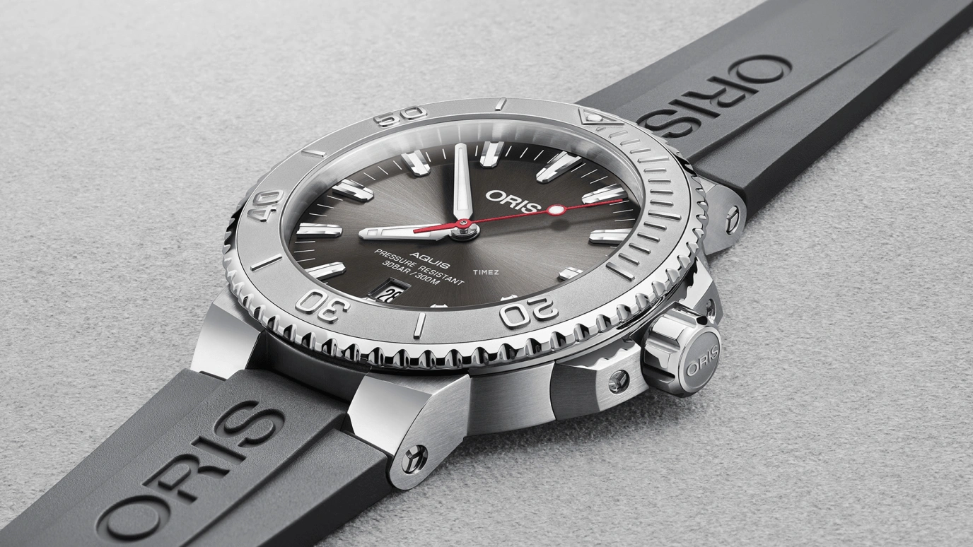 Oris,Aquis 43.50mm,43.50mm,Stainless Steel,Grey,Automatic,Day,Sapphire,Crystal Glass,01 733 7730 4153,01 733 7730 4153-07 4 24 63EB