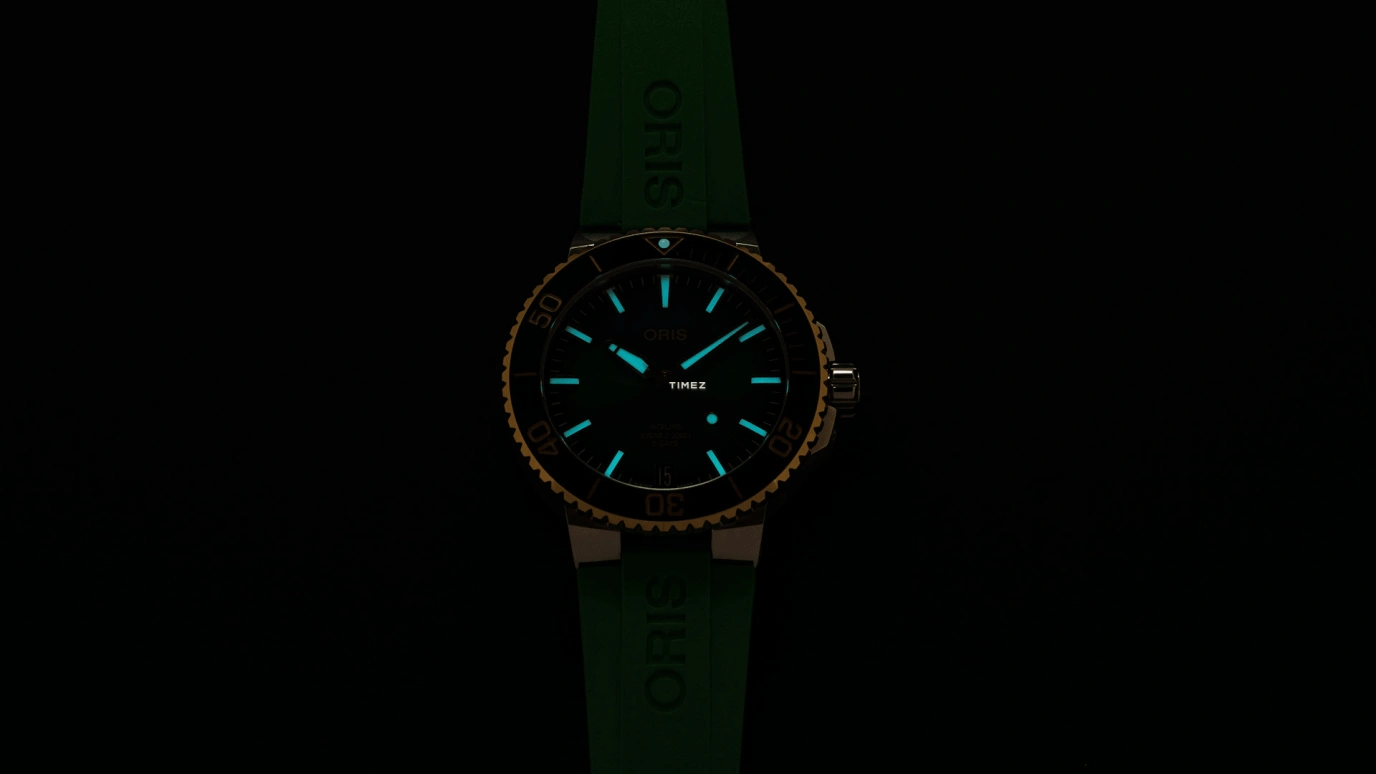 Oris,Aquis 41.50mm,41.50mm,Stainless Steel,Green,Automatic,Day,Sapphire,Crystal Glass,01 400 7769 6357,01 400 7769 6357-07 4 22 77FC