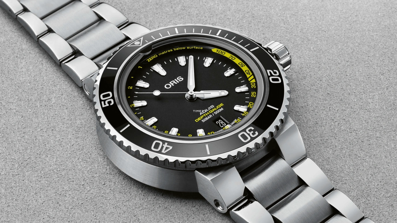 Oris,Aquis 45.80mm,45.80mm,Stainless Steel,Black,Automatic,Day,Sapphire,Crystal Glass,01 733 7755 4154,01 733 7755 4154-Set RS