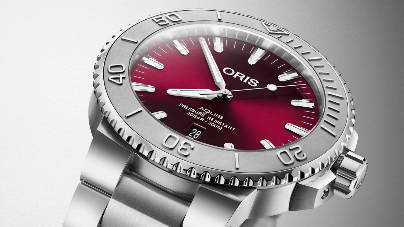 Oris,Aquis 43.50mm,43.50mm,Stainless Steel,Red,Automatic,Day,Sapphire,Crystal Glass,01 733 7730 4158,01 733 7730 4158-07 8 24 05PEB